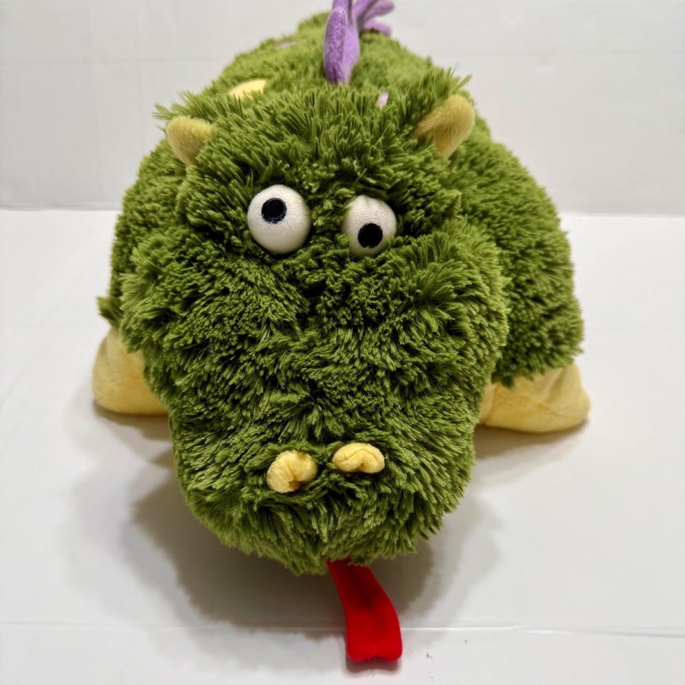 My Pillow Pets Dizzy Dragon Plush Green Purple Yellow Spotted Large Toy 2009 - Picture 2 of 11